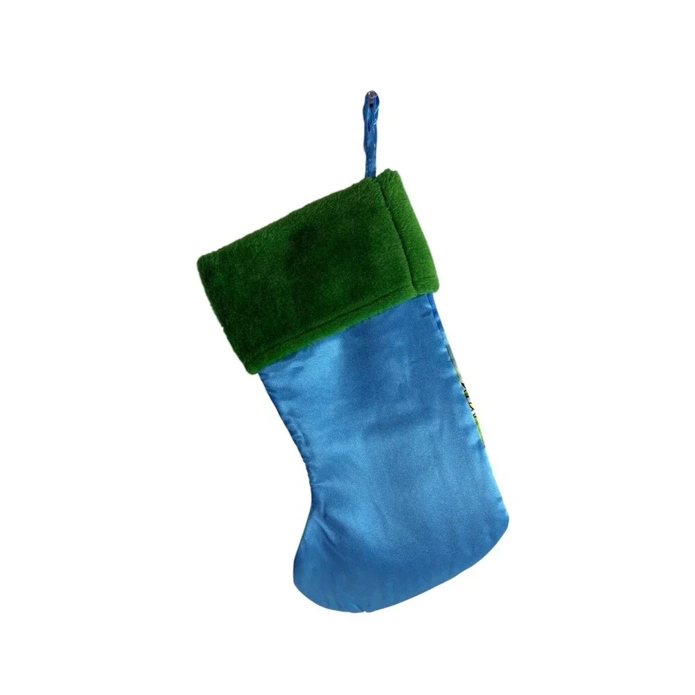Dr Seuss The  Christmas Grinch/Max Green Faux Fur Blue Stocking 17